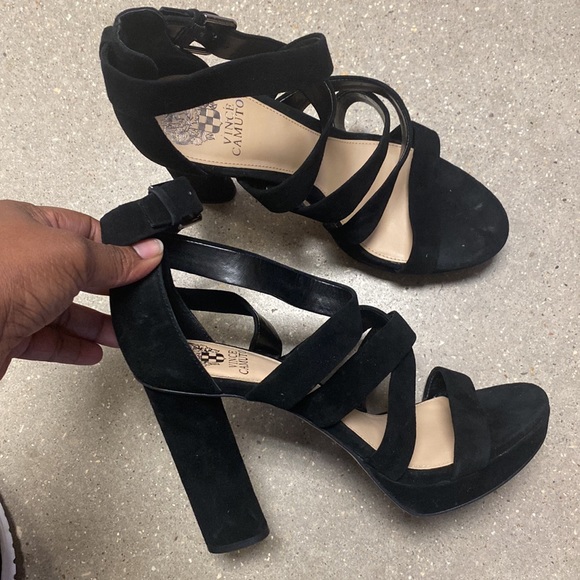 Vince Camuto black suede heel dress sandal sz 9.5 - Picture 2 of 7